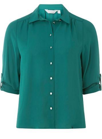 Dorothy Perkins Petite Evergreen Roll Sleeve Shirt