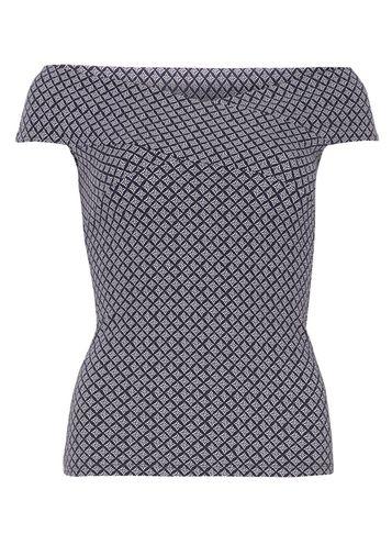 Dorothy Perkins Navy Geo Wrap Bardot Top