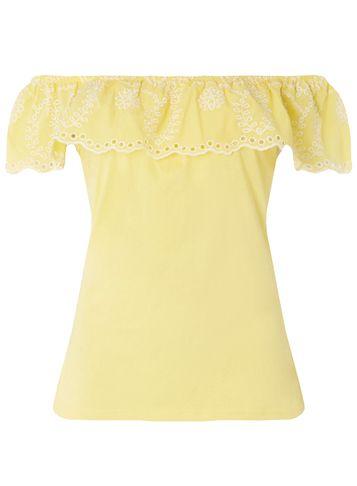 Dorothy Perkins Lemon Ruffle Broidery Bardot Top