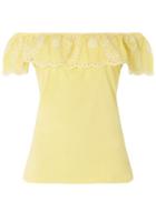 Dorothy Perkins Lemon Ruffle Broidery Bardot Top