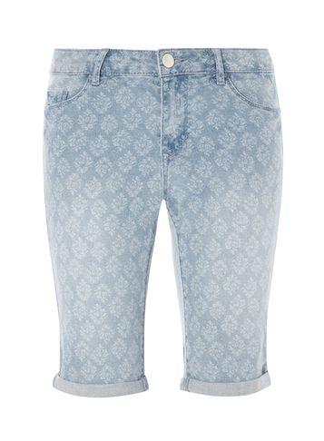 Dorothy Perkins Printed Denim Knee Length Shorts