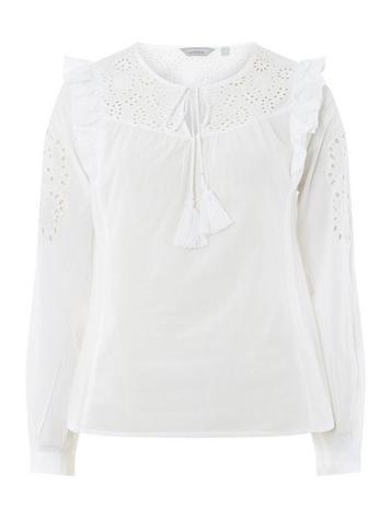 Dorothy Perkins Petite Ivory Ruffled Broderie Top