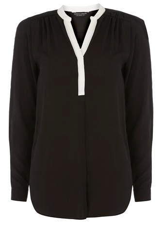 Dorothy Perkins Black Contrast Placket Blouse