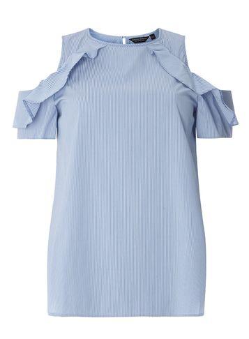 Dorothy Perkins Blue Cotton Cold Shoulder Top