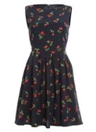 *tenki Navy Cherry Print Skater Dress