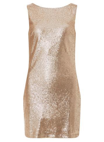 Dorothy Perkins Rose Gold Sequin Cowl Back Shift Dress
