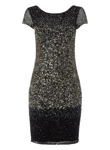 Dorothy Perkins *roman Originals Silver Ombre Sequin Bodycon Dress