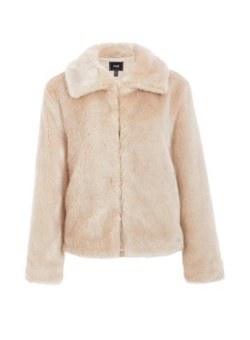 *quiz Stone Faux Fur Collar Coat