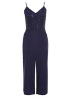 *quiz Navy Lace Sequin Culotte Jumpsuit