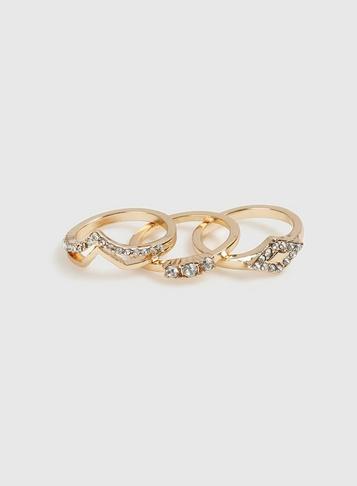 Dorothy Perkins Gold Rhinestone Multipack Ring