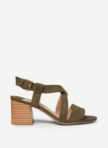 Dorothy Perkins Wide Fit Khaki 'beamer' Heeled Sandals