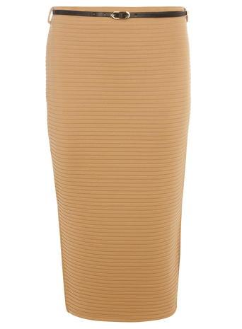 Dorothy Perkins Tan Belted Rib Tube Skirt