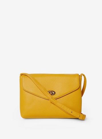 Dorothy Perkins Mustard Twist Lock Cross Body Bag