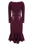 Dorothy Perkins *chi Chi London Burgundy Embroidered Bodycon Dress