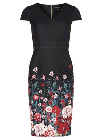 Dorothy Perkins Black Placement Floral Print Pencil Dress