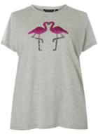 Dorothy Perkins Dp Curve Grey Flamingo Sequin T-shirt