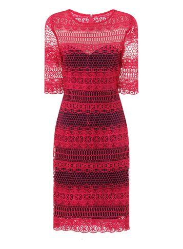 Dorothy Perkins *paper Dolls Pink And Navy Crochet Dress
