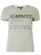 Dorothy Perkins *vero Moda Grey 'feminist' Slogan T-shirt
