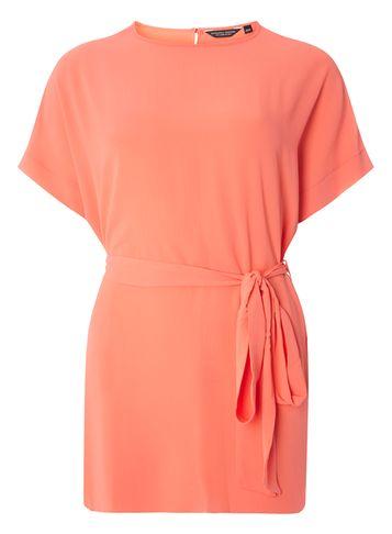 Dorothy Perkins Coral Tie Waist Tunic