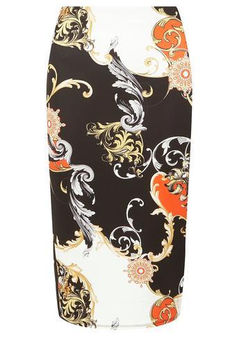 Dorothy Perkins Black Scarf Print Pencil Skirt