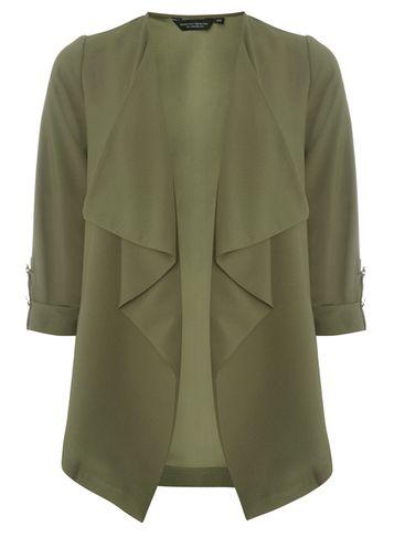 Dorothy Perkins Khaki Waterfall Button Cuff Jacket