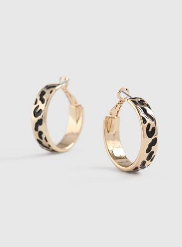 Dorothy Perkins Black Animal Print Hoop Earrings
