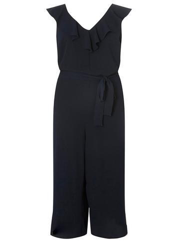 Dorothy Perkins Dp Curve Navy Ruffle Tie Jumpsuit
