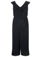 Dorothy Perkins Dp Curve Navy Ruffle Tie Jumpsuit