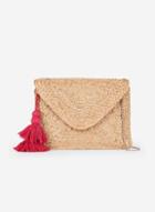 Dorothy Perkins Multi Colour Tassel Straw Clutch Bag