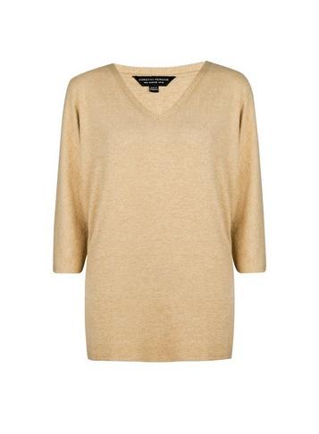 Dorothy Perkins Camel V Neck Brushed Tunic Jumper