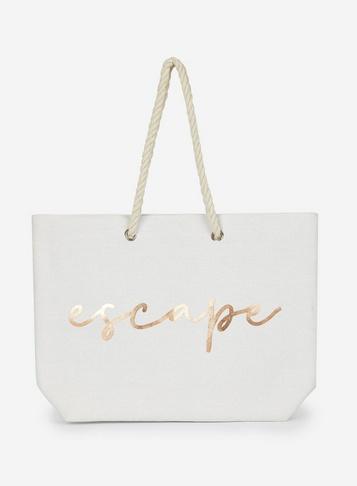 *southbeach White Slogan Beach Bag