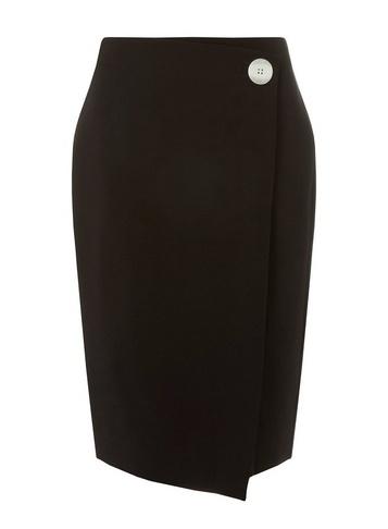 Dorothy Perkins Black Contrast Button Wrap Skirt