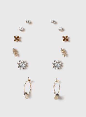 Dorothy Perkins Gold And Silver Leaf And Flower Earrings