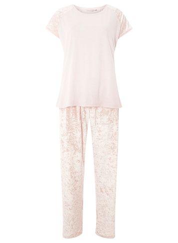 Dorothy Perkins Pink Velvet Raglan Sleeve Pyjama Set