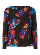 Dorothy Perkins Black Floral Print Wrap Back Long Sleeve Top