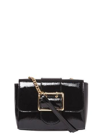 Dorothy Perkins Black Buckle Patent Cross Body Bag