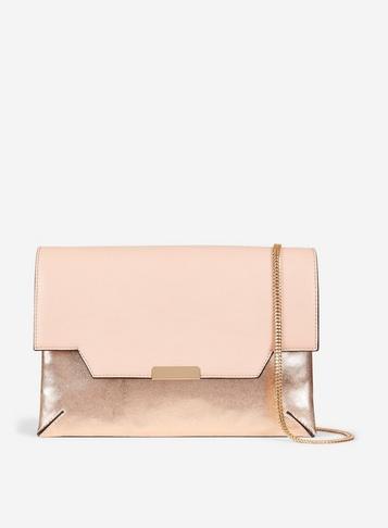 Dorothy Perkins Rose Gold Compartment Clutch Bag