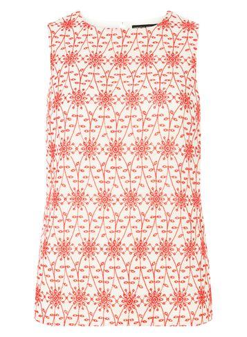 Dorothy Perkins Red Cutwork Shell Top