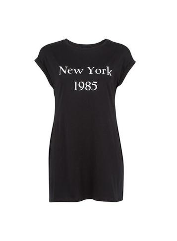Dorothy Perkins Black New York Logo Longline T-shirt