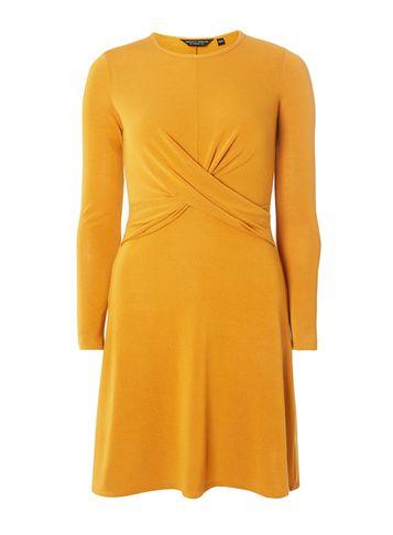 Dorothy Perkins Ochre Twist Front Shift Dress