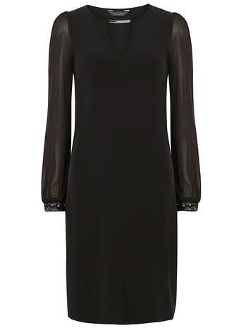 Dorothy Perkins Black Embellished Cuff Shift Dress