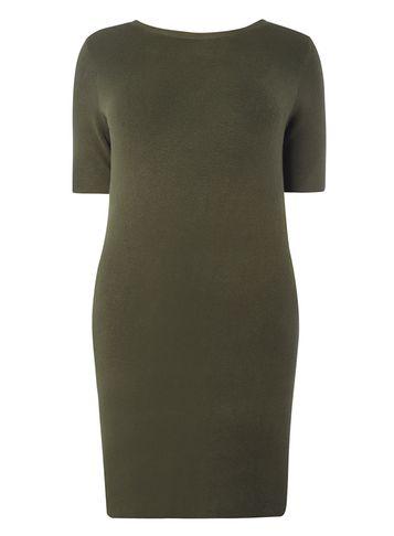 Dorothy Perkins Dp Curve Olive Zip Back Longline Tunic Top