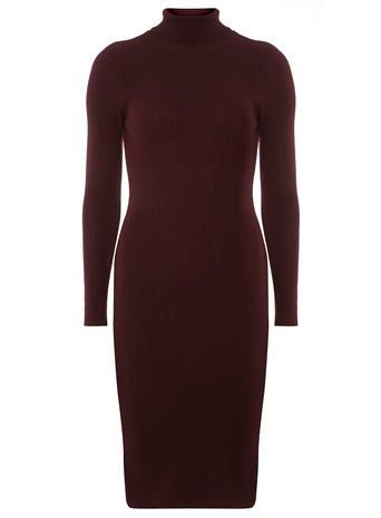 Dorothy Perkins Aubergine Knitted Roll Neck Dress