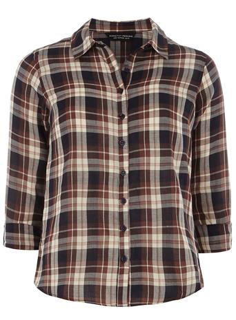 Dorothy Perkins Chocolate And Navy Check Shirt