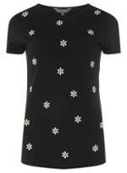 Dorothy Perkins *tall Black Floral Embroidered T-shirt
