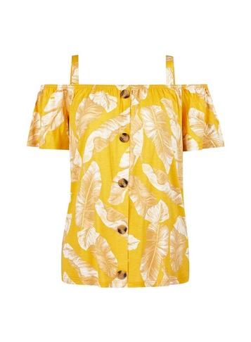Dorothy Perkins Yellow Leaf Print Top