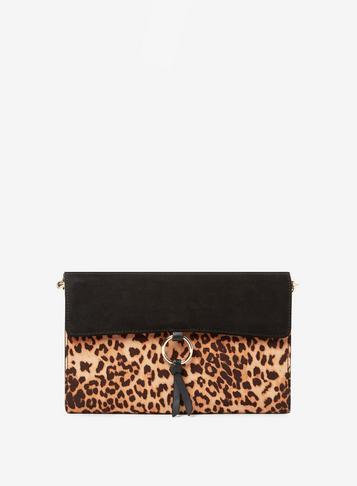Dorothy Perkins Multi Coloured Leopard Ring Hardware Clutch Bag