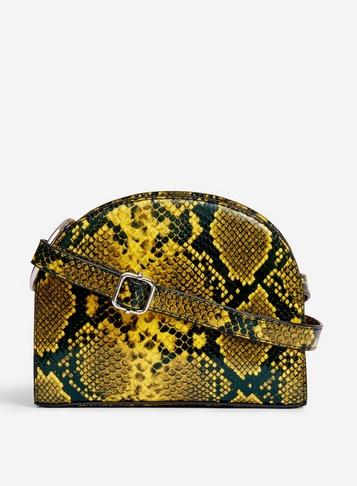 *lola Skye Lauryn Lime Snake Print Cross Body Bag