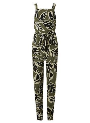 Dorothy Perkins *tall Khaki Palm Print Jumpsuit