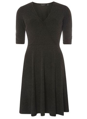 Dorothy Perkins Charcoal Soft Wrap Front Skater Dress